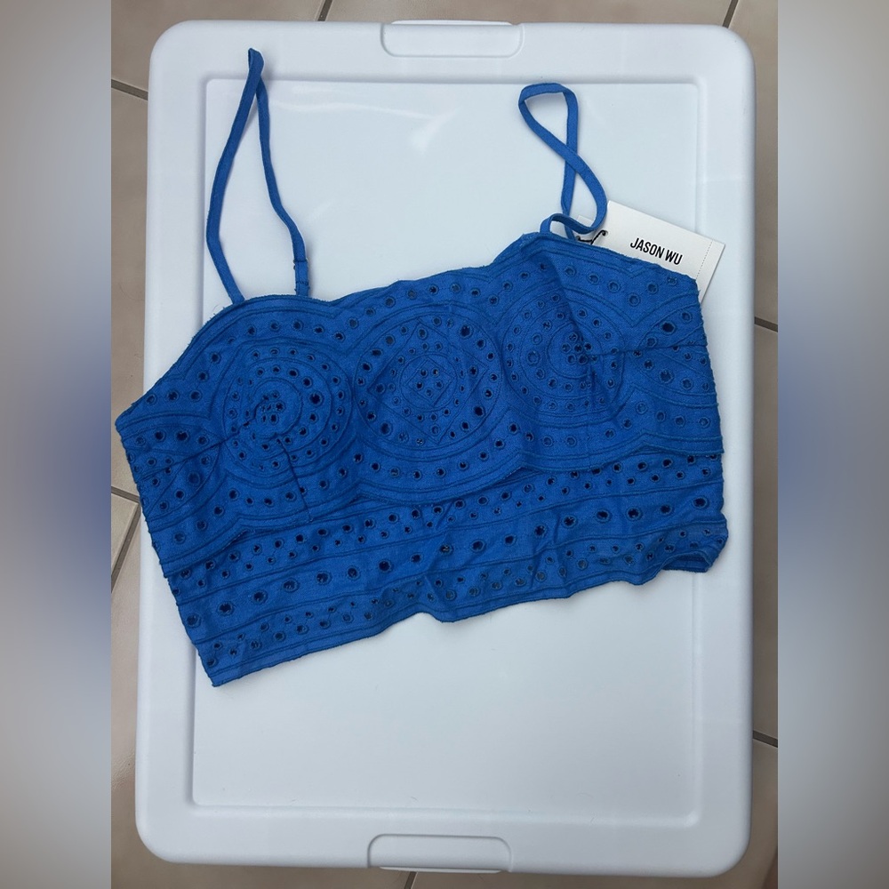 NWT Jason Wu Vibrant Blue Eyelet Crop Top
